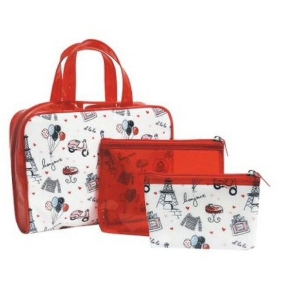 Samsonite Red “Off to Paris” Cosmetic Bag Set - Picture 2 of 5